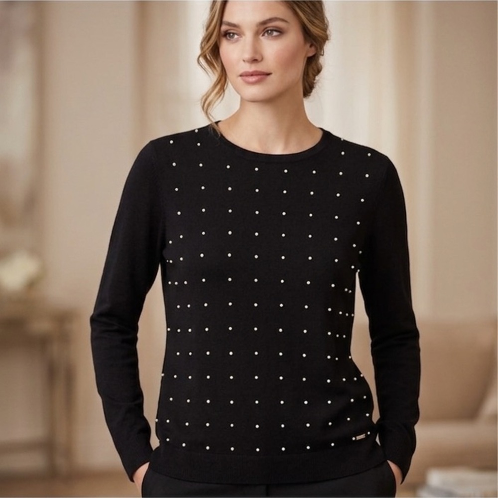 Calvin Klein Black Top with pearl studs